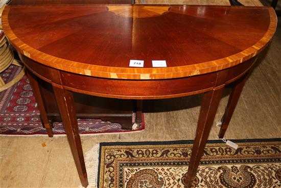 George III style satinwood banded D shaped side table(-)